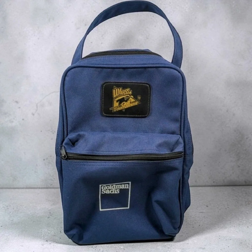 Vtg Goldman Sachs UMass Lowell‎ Golf Tournament Navy Blue Shoe Bag Travel Case